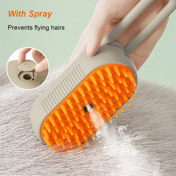 3-in-1 Dog Hair Brush Cat Hair Brush Electric Pet Cleaning Brush Steam Spray Brush Massage Hair Removal Comb Anti Flying Brush