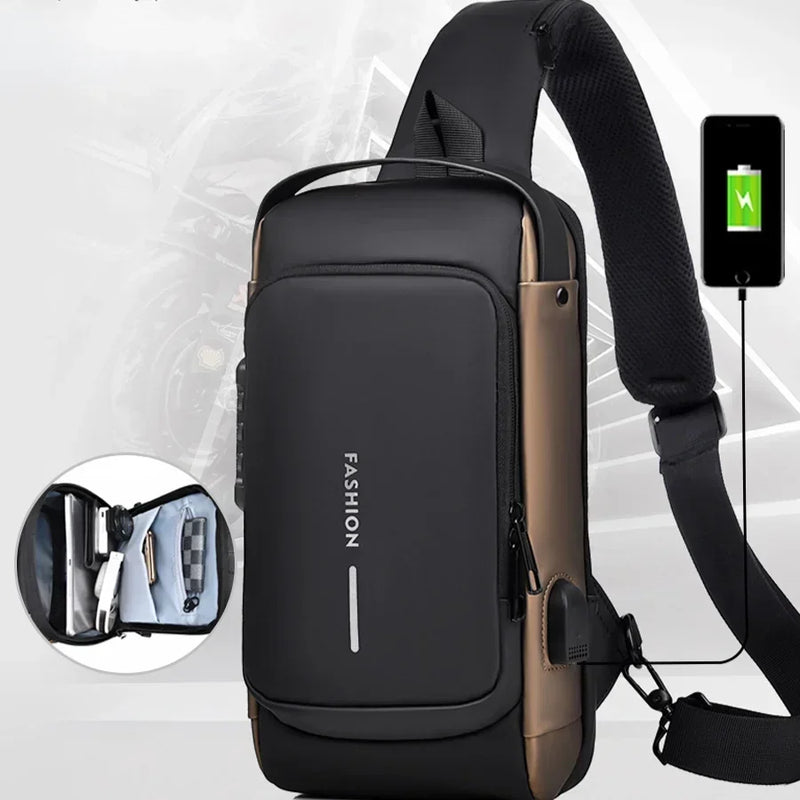 Men's Multifunction Anti-theft USB Shoulder Bag Man Crossbody Cross Body Travel Sling Chest Bags Pack Messenger Pack for Male